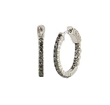 Sterling Silver Inside Out Hoop Earrings (1.00 cttw, Black Diamond)