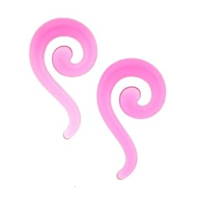 Pink Acrylic Swirl Plugs - 12g - Sold as a Pair