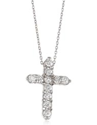 KC Designs "Faithfully Yours" Diamond 14k White Gold Cross Pendant Necklace, 16" .61 cttw
