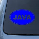JAVA EURO OVAL - Coffee Programming Coding - Vinyl Car Decal Sticker #1719 | Vinyl Color: Blue