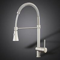 22 Brushed Nickel Kitchen Sink Faucet Pull Out Spray with Holding Arm