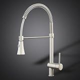 22" Brushed Nickel Kitchen Sink Faucet Pull Out Spray with Holding Arm