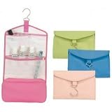 Hanging Toiletry Bag - Quality Leather - Blue (Blue) (6.25H x 10W x 3.5D)