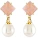Genuine IceCarats Designer Jewelry Gift 18K Yellow Gold South Sea Cultured Pearl And Genuine Rose Quartz Earrings. Pair 10.00X10.00Mm/12.00Mm Cir South Sea Cultured Pearl And Genuine Rose Quartz Earrings In 18K Yellow Gold