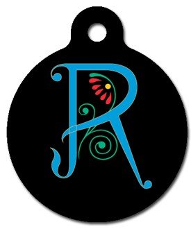 Monogram Letter R Pet ID Tag for Dogs and Cats