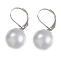 Sterling Silver Shell Pearl Leverback - White