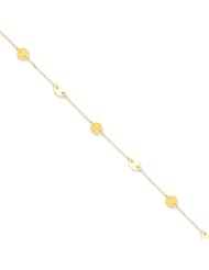 14 Karat Gold Polished Anklet, 9 Inch