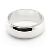 14K White Gold Wedding Bands 7mm Milgrain