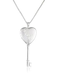 Sterling Silver Key I Love You Design Locket Necklace, 19"