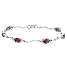 Created Ruby Bracelet with Diamond 3.78 Carat (ctw) in 10K White Gold by