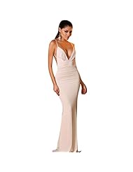 V-neck Mermaid Sleeveless Backless Open-Back  Gathered Evening Dress  with a Brush/Sweep Train  With Ruffles