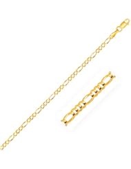 2.8mm 14K Yellow Gold Figaro Anklet