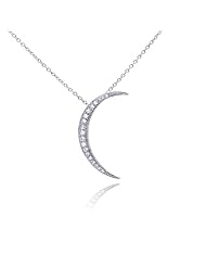 Nickel Free Silver Necklaces Half Moon Cz Necklace