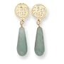 14k Asian Symbol Jade Dangle Post Earrings - Measures 29x8mm - JewelryWeb