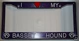 Paw Prints Purple Glitter I Love My Basset Hound Frame