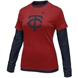 Nike Minnesota Twins Ladies Red-Navy Blue Cooperstown Layered Long Sleeve T-shirt