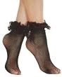 Fishnet Ankle Socks with Floral Lace Ruffle in Red or Black