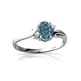 14K White Gold Blue Diamond Ring