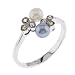 silver ring with bypass pearls and cz
