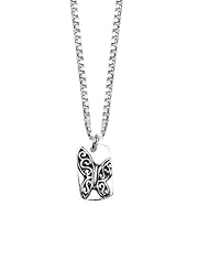 Sterling Silver "Love Life Be Brave" Reversible Pendant Necklace with Butterfly, 18"