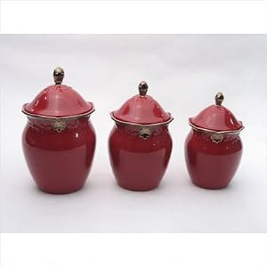 Regency Burgundy Canisters with Lids (Set of 3)