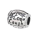 Antique Silver Design "Live Love Laugh" Charm Fits Pandora Troll Chamilia Biagi Bracelet
