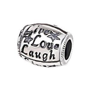 Antique Silver Design "Live Love Laugh" Charm Fits Pandora Troll Chamilia Biagi Bracelet