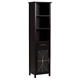 IMAGE OF Elite Home Fashions Barrington Collection Bathroom Linen Tower with 1 Door and Open Shelves, Dark Espresso