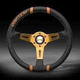 MOMO Drifting Black Leather & Orange Steering Wheel - 350 MM