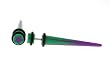 Fake Acrylic Taper - Green and Purple with Purple Star Logo - 16g Wire Stud - 2 Gauge - 43.75mm Length - Sold as a Pair