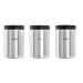 Brabantia Canister Set 1.4L (Tea, Coffee, Sugar), Brilliant Steel with Black Lid