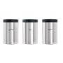 Brabantia Canister Set 1.4L (Tea, Coffee, Sugar), Brilliant Steel with Black Lid