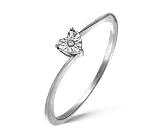 Pretty 925 Sterling Silver Ladies Solitaire Engagement Diamond Ring Brilliant Cut I-I1