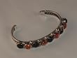 Black Onyx and Coral Sterling Silver Cuff Bracelet - BR-0015