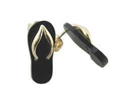 Onyx Flip-Flop Simple-Strap Sandal Earrings, 14k Gold