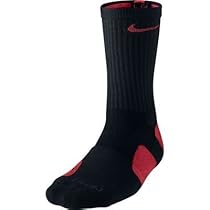NIKE Elite Basketball Crew Socks-Small, Black/Varsity Red
