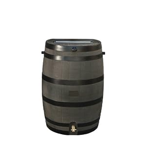 RTS Home Accents 5510-001100-5600 50-Gallon Rain Water Collection Barrel With Brass Spigot - Wood Grain
