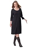 Woman Within Plus Size Dress In Tee Shirt Style With Modern Fit (Black,2X)