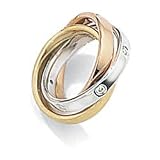 18ct 3 Tone Gold Diamond Russian Wedding Ring Pendant on 18 inch Chain