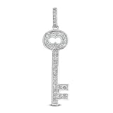 14k .36 Dwt Diamond White Gold Key Charm 28mm - JewelryWeb