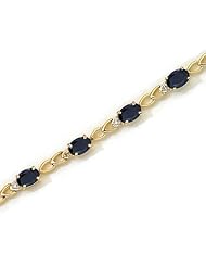 14K Yellow Gold Oval Sapphire and Diamond Bracelet