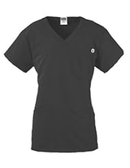Health and Beauty: DSS Berkley AVE. Scrub Tops Ladies welt pockets (Extra-Large, Black) - DSS