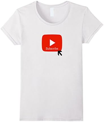 Women's Subscribe Play Button T-shirt Medium White
