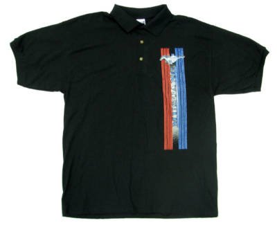Ford Mustang Stripes Polo Shirt Black-Xl