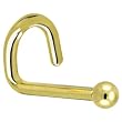 Solid 14KT Yellow Gold 1.5mm Ball Left Nostril Screw Ring - 18 Gauge