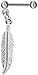 Stylish Feather Cartilage Earring Straight Barbell 18g-16g-14g Dangle Feather-Steel Helix Earring Barbell