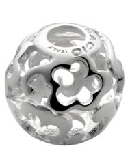 Bacio Mosaico Italy Sterling Silver Decorative Flower Bead Charm. Made in Italy!