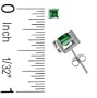 .925 Sterling Silver Emerald Gemstone Stud Earrings in Four Prongs- Princess Cut Shape 3 mm