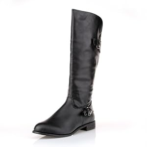 Alexis Leroy Women and Girls' Fashion Two Buckle Riding Boots Black Size7.5