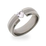 Eve's Addiction Floating CZ Heart Stainless Steel Ring